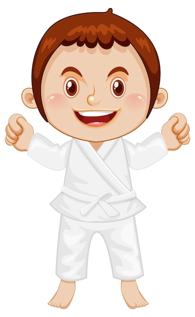 A boy in taekwondo uniform
