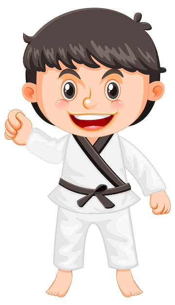 Vettore gratuito un ragazzo in uniforme da taekwondo