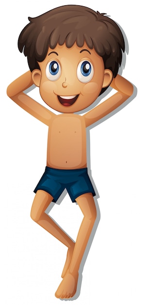 Free vector a boy tanning on white background