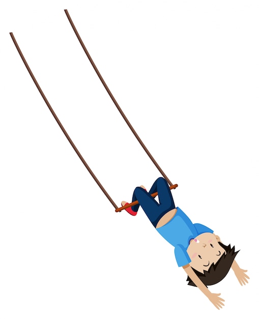 A boy on trapeze swing