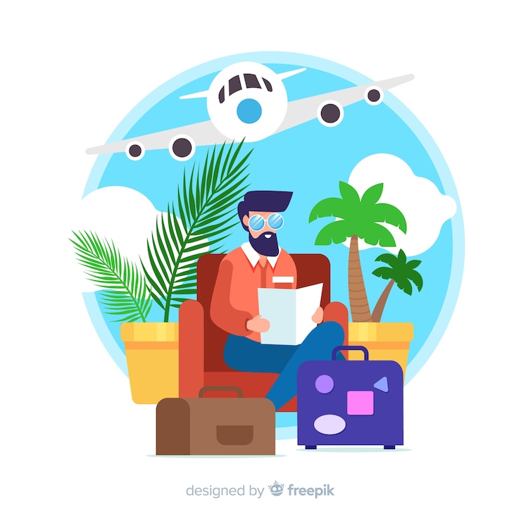 無料Vector 一人旅フラットデザインの少年