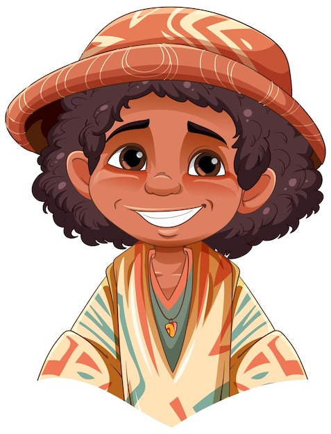 Free vector boy wearing native american outfit