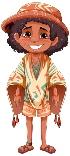 Free vector boy wearing native american outfit