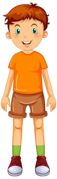 A boy wearing orange t shirt cartoon