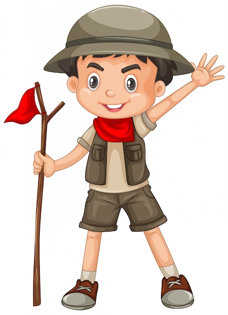 Free vector boy wearing safari outfit isolated