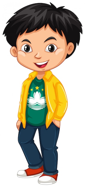 Free vector boy wearing shirt with macau flag