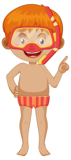 Free vector boy wearing snorkel wearing swimming suit