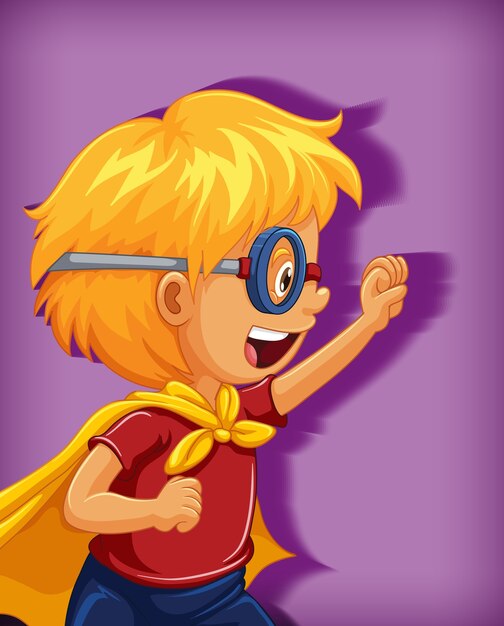 Boy wearing superhero with stranglehold position cartoon character portrait isolated