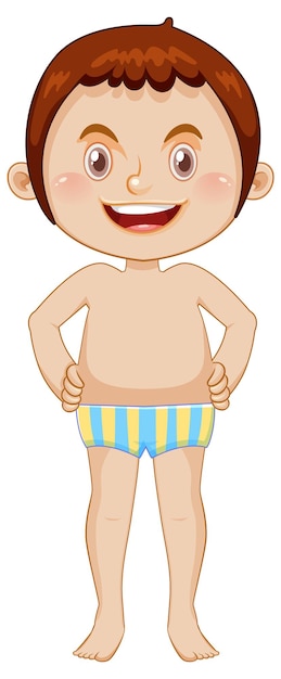 Free vector boy wearing swimming suit cartoon character
