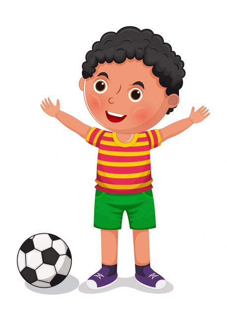 多くの男の子 サッカー イラスト 無料のベクター
