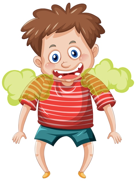 A boy with bad breath cartoon character