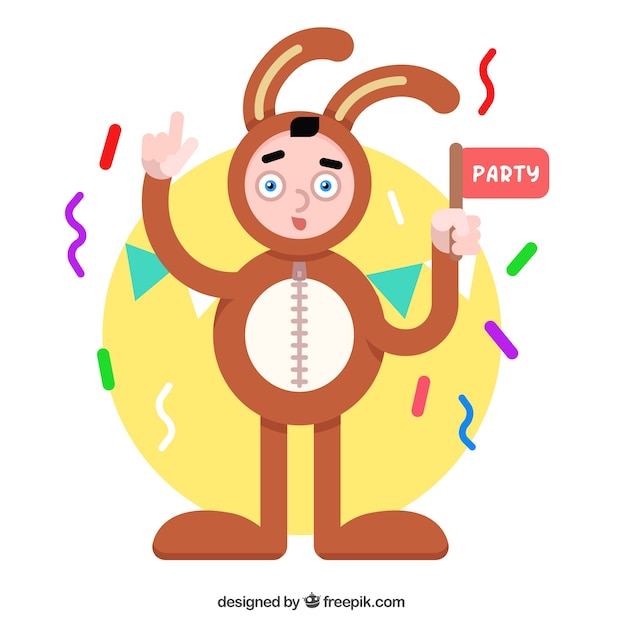 Free vector boy with bunny costume