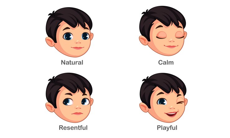 無料Vector 異なる表情を持つ少年