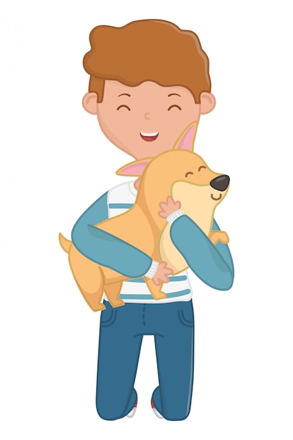 Boy with dog cartoon design