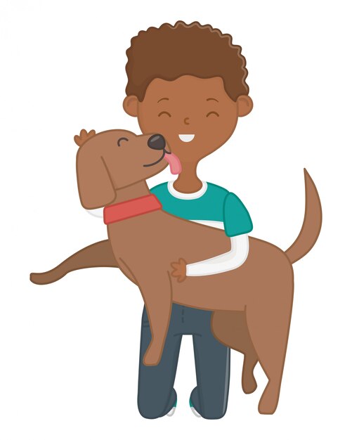 Boy with dog cartoon design