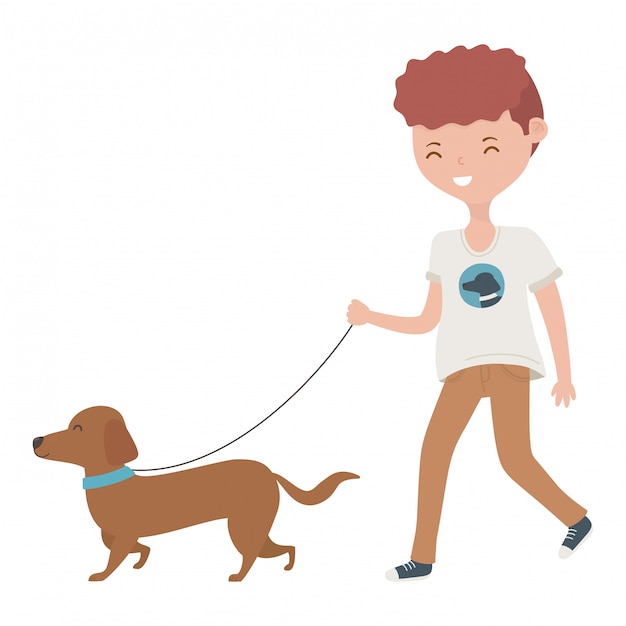 Boy with dog cartoon 