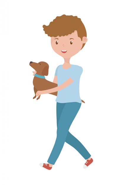 Boy with dog cartoon 