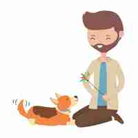 Free vector boy with dog of cartoon