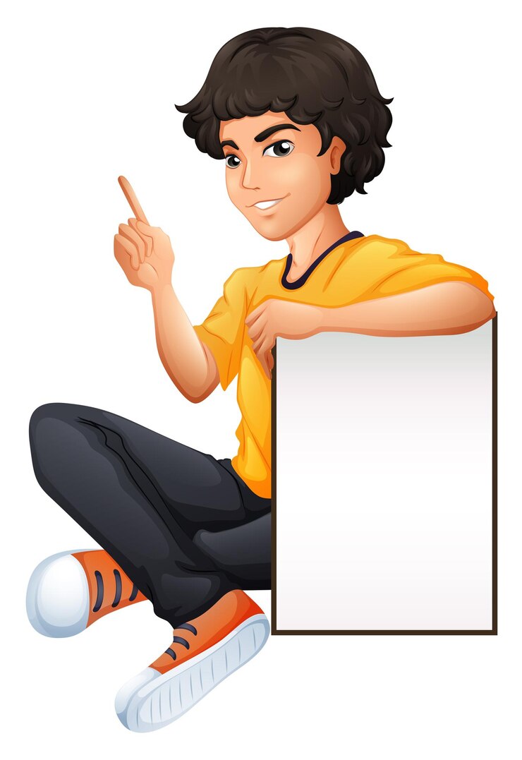 Free Vector a boy with an empty board