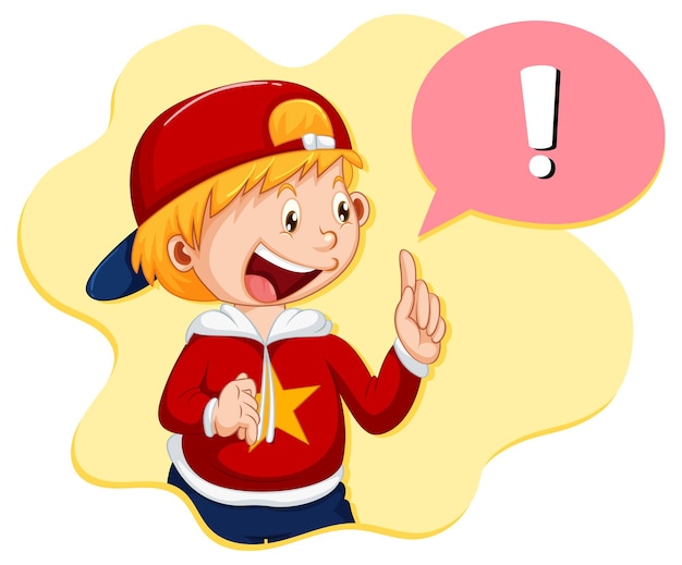 Free vector a boy with exclamation mark in callouts