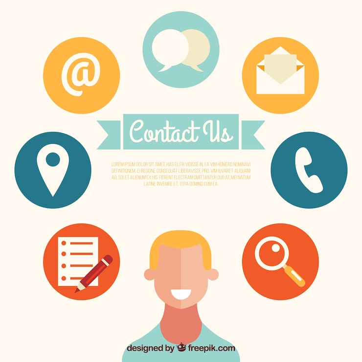 Free Vector boy with flat contact elements background