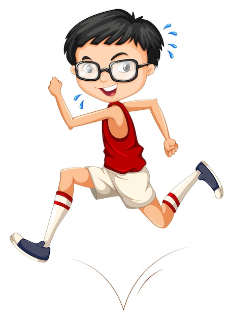 Free vector boy with glasses running