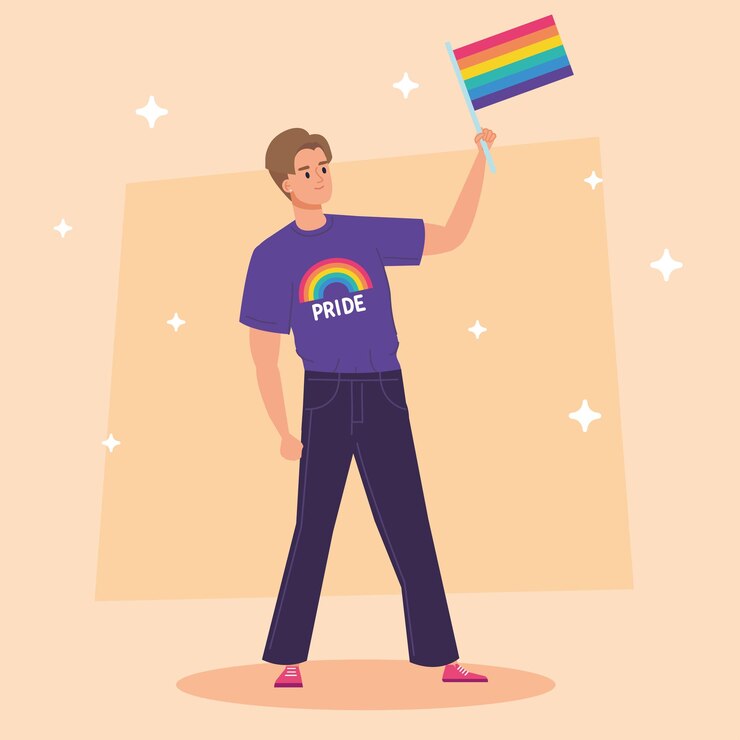 Free Vector boy with lgtbi flag