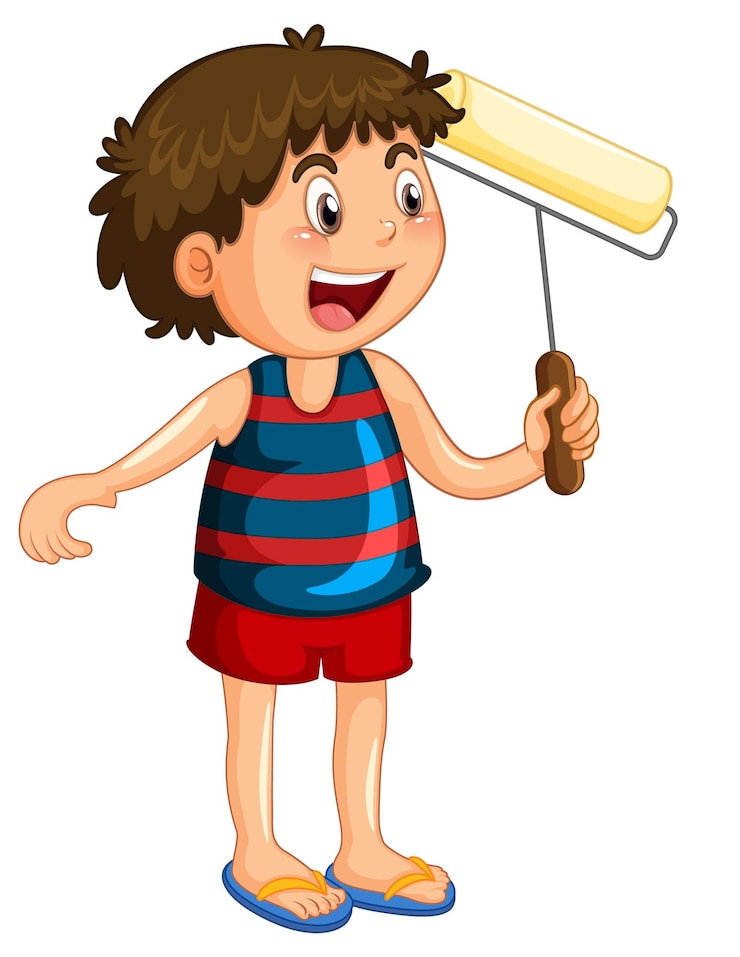Free Vector boy with paint roller