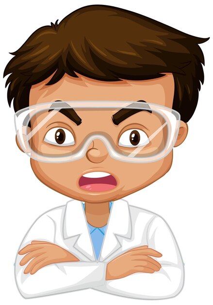 Free vector boy with science gown on white background