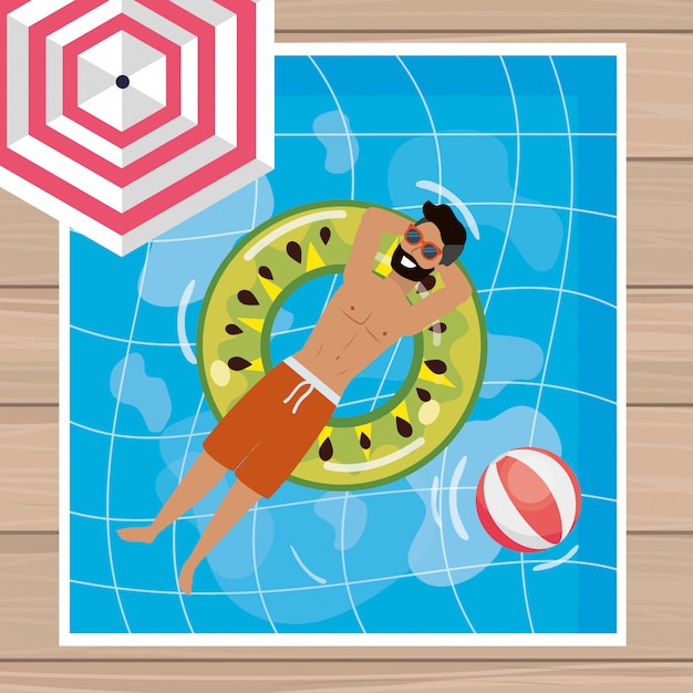 Free vector boy with summer swimwear