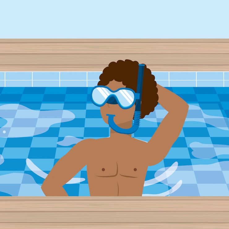 Free Vector boy with summer swimwear 