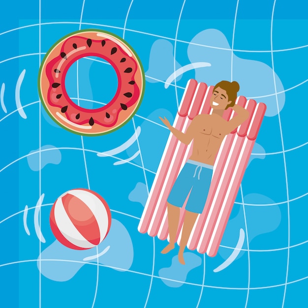 Free vector boy with summer swimwear