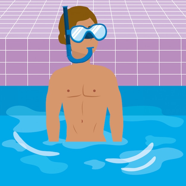 Free vector boy with summer swimwear