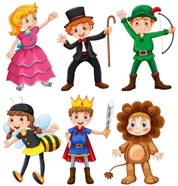 Free vector boys and girls in fancy costumes