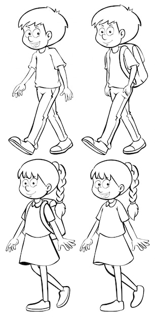 Free vector boys and girls walking