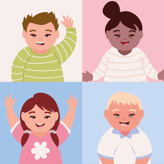 Free vector boys and girls with down syndrome