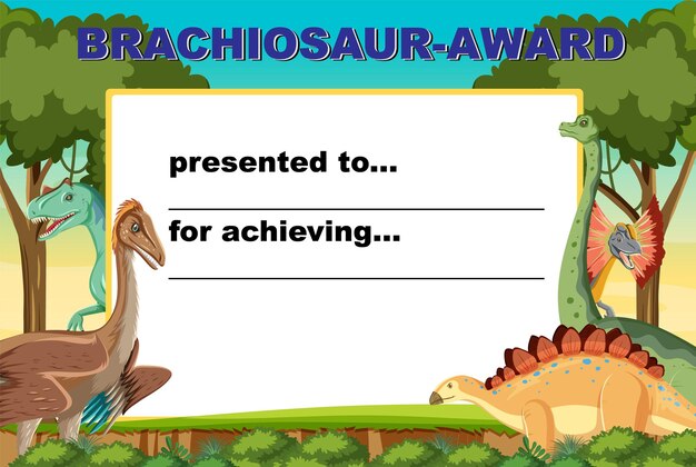 Brachiosaur award design with many dinosaurs