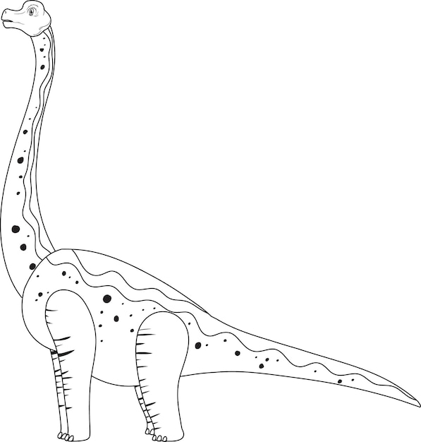 Free vector brachiosaurus dinosaur doodle outline on white background