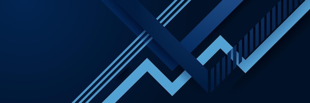Коса 3d темно-синий абстрактный полосы широкий баннер дизайн фона Premium векторы