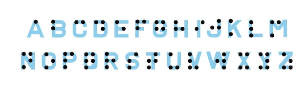 Braille alphabet for the blind. English version of Braille alphabet.