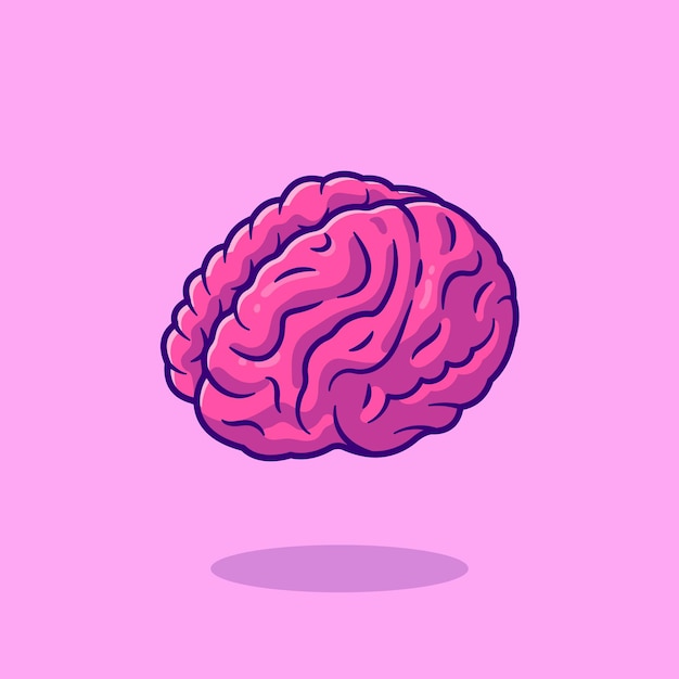 Brain Cartoon Icon Illustration. Education Object Icon Concept.