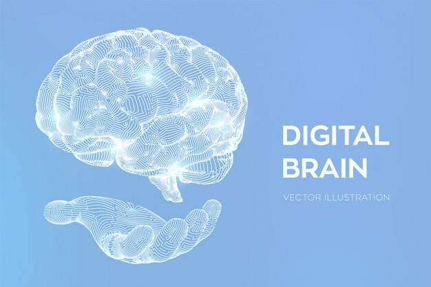 Головной мозг. Цифровой мозг в руках. Нейронная сеть.