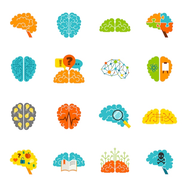 Brain icons flat
