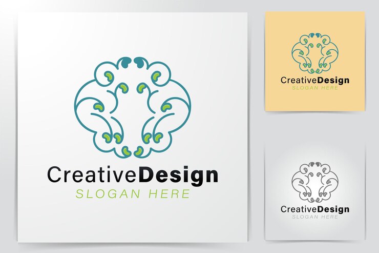 Free Vector brain logo ideas. inspiration logo design. template vector illustration. isolated on white background