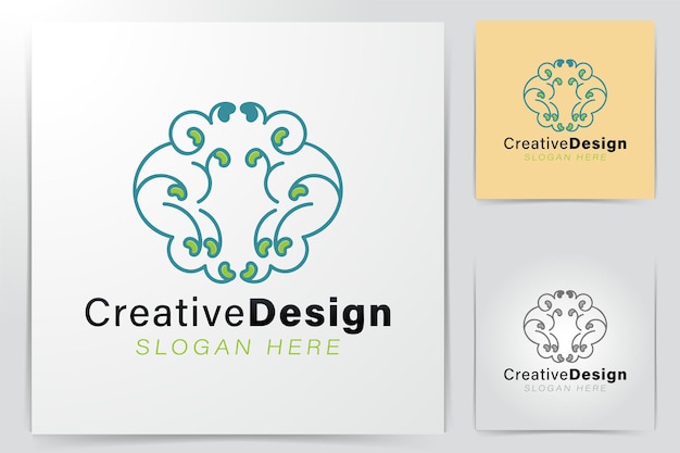 Идеи логотипа мозга. Дизайн логотипа вдохновения. Шаблон векторные иллюстрации. Изолированные на белом фоне
