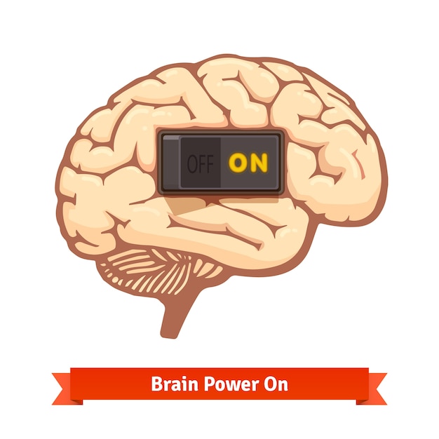 脳の電源スイッチを入れます。強い心のコンセプト