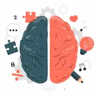 Free vector brain sides concept illustration