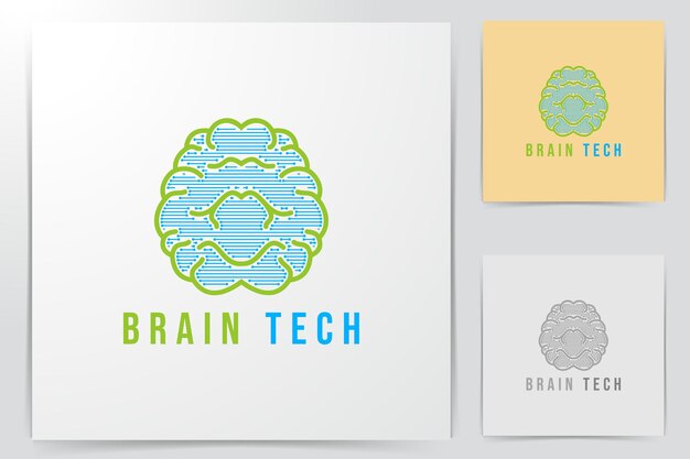 Brain tech logo Inspiration logo design. Template Vector Illustration. Isolated On White Background
