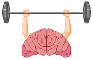 Free vector brain with strong arms vector