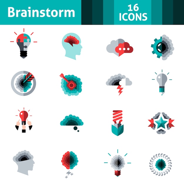 Free vector brainstorm icons set